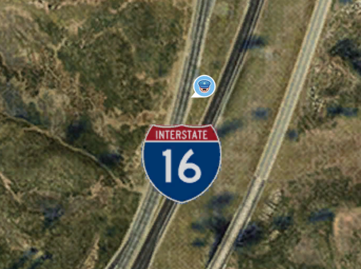 Waze script example: a police pin marked on the in-game map